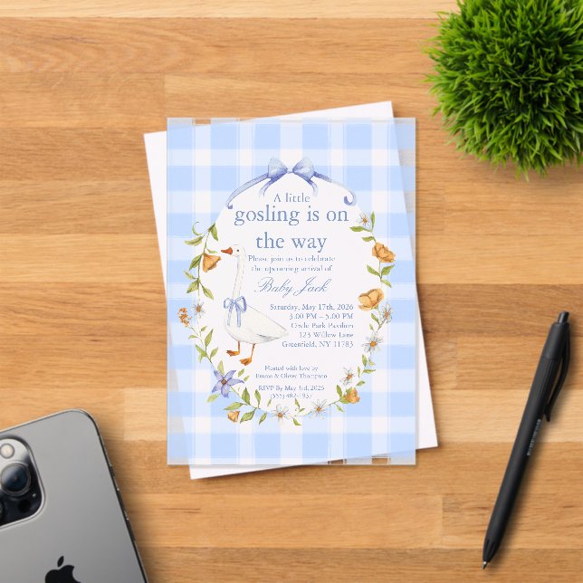 Invitations En Acrylique A little gosling blue (Insitu (Carte d'invitation))