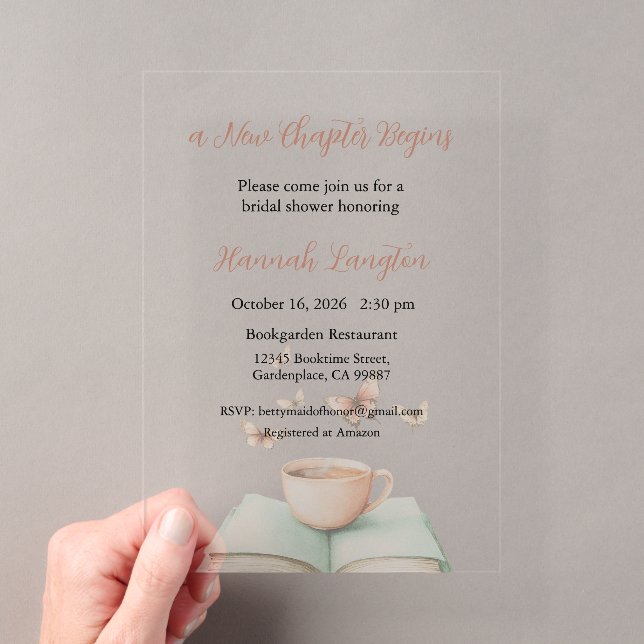 Invitations En Acrylique A New Chapter Begins Invitation, Bridal Shower (In situ (ordinateur de poche))
