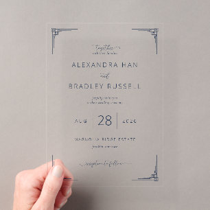 Invitations En Acrylique Accents géométriques gris sophistiqués