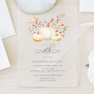 Invitations En Acrylique ACRYLIC 30e anniversaire Citrouille blanc Feuilles