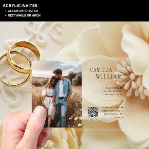 Invitations En Acrylique ACRYLIC Enregistrer La Date PHOTO Qr Code RSVP