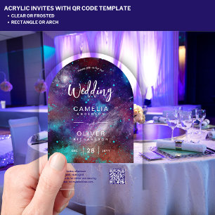 Invitations En Acrylique ACRYLIC MARIAGE étoile Galaxie nocturne QR Code RS