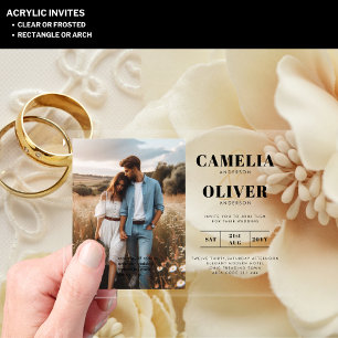 Invitations En Acrylique ACRYLIC Wedding Invite PHOTO Qr Code RSVP