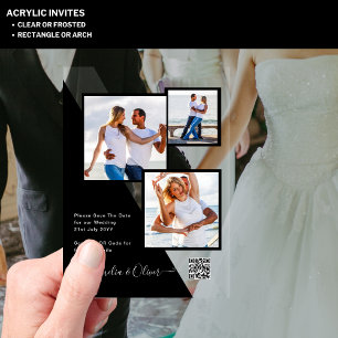 Invitations En Acrylique ACRYLIC Wedding Invite PHOTO Qr Code RSVP