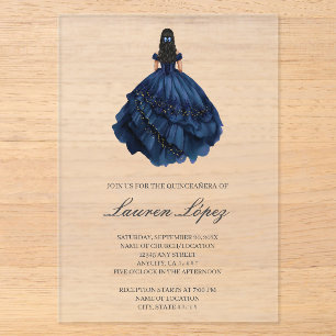 Invitations En Acrylique Acrylique bleu quinceañera