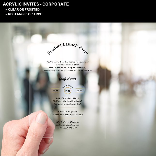 Invitations En Acrylique Acrylique Clear Product Launch Corporate Events Ch (Créateur téléchargé)
