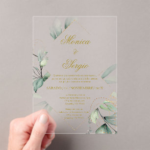 Invitations En Acrylique Acrylique Elégante verdure Mariage espagnol