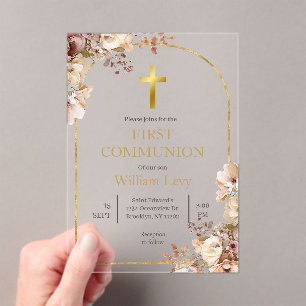 Invitations En Acrylique Acrylique Florale automnale bohème première commun