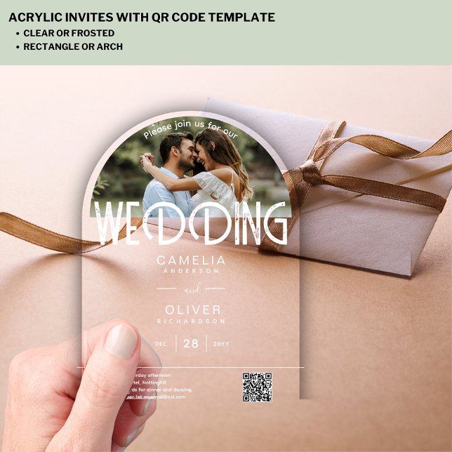 Invitations En Acrylique ACRYLIQUE Mariage photo Inviter l'ARCH minimal mod (Créateur téléchargé)