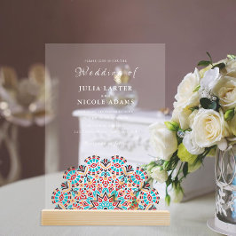 Invitations En Acrylique Agate Turquoise Turquoise & Vin Floral Mandala Mar