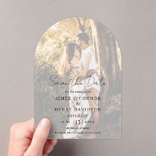Invitations En Acrylique Aimee Script rustique Mariage moderne Enregistrer
