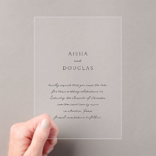 Invitations En Acrylique Aisha Elegant Mariage moderne Enregistrer la date