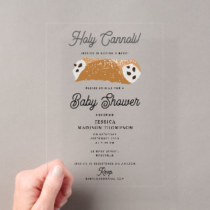 Invitations En Acrylique Alimentation italienne Saint-Cannoli Baby shower