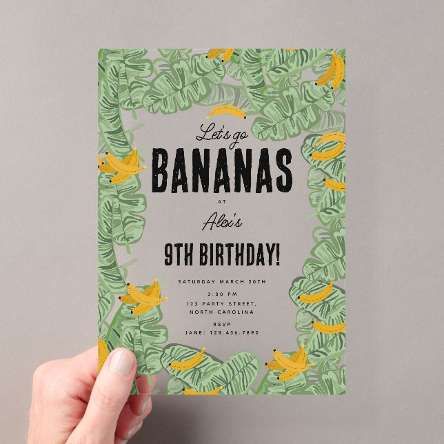 Invitations En Acrylique Allons-y Bananas Banana Tropical Birthday Theme (In situ (ordinateur de poche))