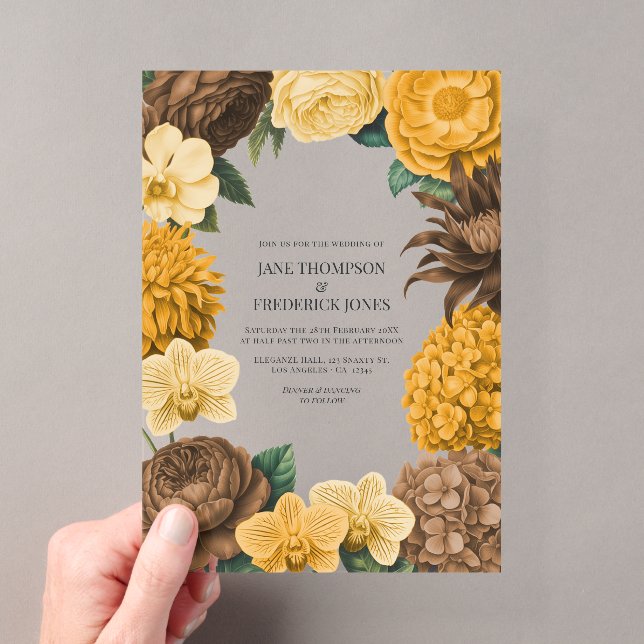 Invitations En Acrylique Amber Honey, Desert Clay & Marigold Bloom Wedding (In situ (ordinateur de poche))