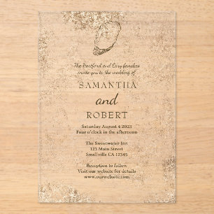 Invitations En Acrylique Ambiance minimaliste moderne Oyster Beach Mariage