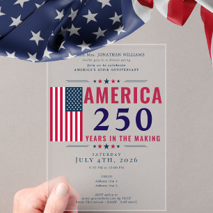 Invitations En Acrylique Amérique 250 Drapeau USA Patriotique 4 juillet For