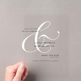 Invitations En Acrylique Ampersand élégant mariage minimaliste Enregistrer 