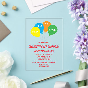 Invitations En Acrylique Amusant d'être un 1er anniversaire