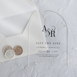 Invitations En Acrylique ANDREA Simple Arc Mariage moderne Enregistrer la d