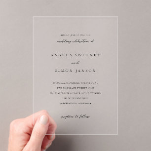 Invitations En Acrylique Angela Simple mariage élégant
