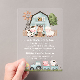 Invitations En Acrylique Animaux de la ferme, Animaux mignons, Grange, Prem