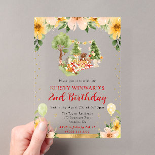 Invitations En Acrylique Animaux de la forêt à l'aquarelle Pique-nique Anni