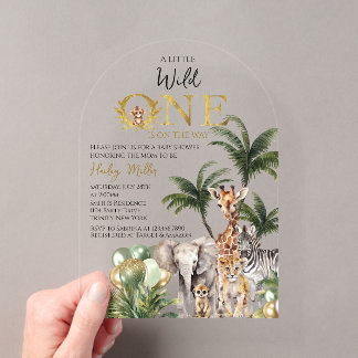 Invitations En Acrylique Animaux de safari sauvage en acrylique moderne