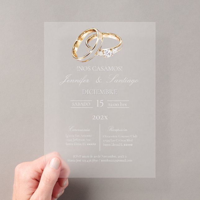 Invitations En Acrylique anneau mariage acrylique espagnol (In situ (ordinateur de poche))