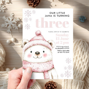 Invitations En Acrylique Anniversaire Acrylique Ours Blanc Paysage Hivernal