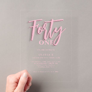 Invitations En Acrylique Anniversaire Adulte Quarante 40 ans de Style Rose