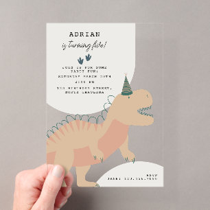 Invitations En Acrylique Anniversaire Animaux de Fête Préhistorique Bohème 
