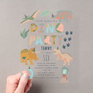 Invitations En Acrylique Anniversaire Animaux Fête Boho Dinosaures