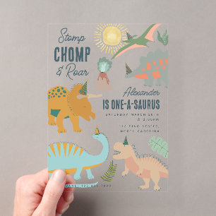 Invitations En Acrylique Anniversaire Animaux Fête Préhistorique Bohème Din