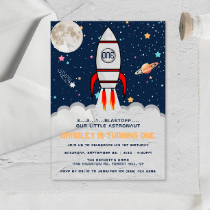 Invitations En Acrylique Anniversaire Astronaute Fusée Espace 1ère