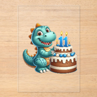Invitations En Acrylique Anniversaire de Dino 11 ans