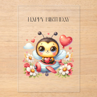 Invitations En Acrylique Anniversaire de Pilote Abeille
