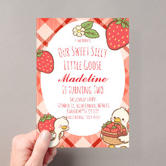 Invitations En Acrylique Anniversaire des fraises d'oie sucrées bêtes