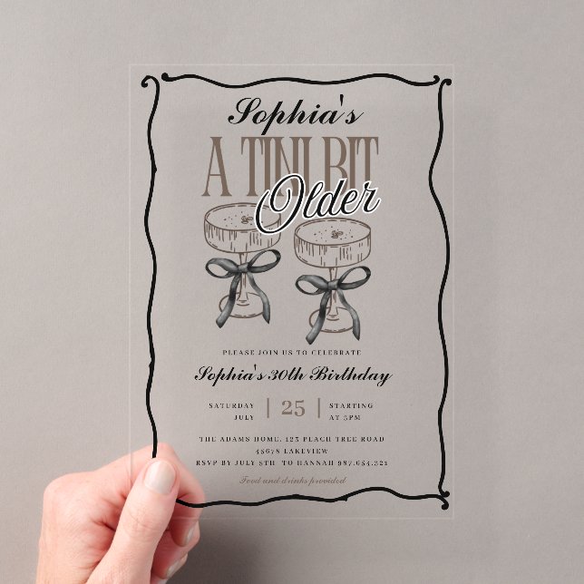 Invitations En Acrylique Anniversaire d'Espresso Martini un peu plus vieux  (In situ (ordinateur de poche))