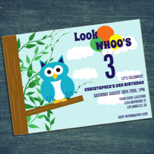 Invitations En Acrylique Anniversaire du hibou