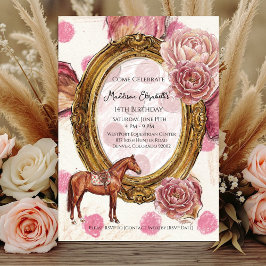 Invitations En Acrylique Anniversaire Équestre Élégant de Chasseuse 16 Ans