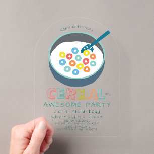 Invitations En Acrylique Anniversaire Garçon Céréales Incroyablement Génial