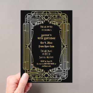 Invitations En Acrylique Anniversaire Roaring 20s art déco great gatsby