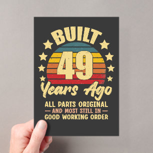 Invitations En Acrylique Anniversaire Vintage 49 Ans Construit Il Y a 49 An
