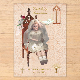 Invitations En Acrylique Antique Poupée Première Communion Acrylique Keepsa