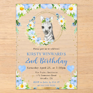Invitations En Acrylique Aquarelle Anniversaire Enfants Zèbre Jungle Mignon