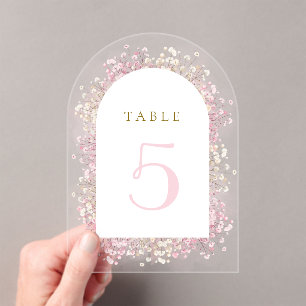 Invitations En Acrylique aquarelle blanc rose fleurs numéro de tableau