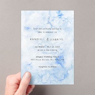 Invitations En Acrylique Aquarelle bleu Kendall Mariage élégant