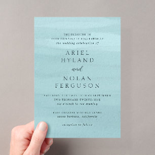 Invitations En Acrylique Aquarelle bleu moderne Mariage élégant