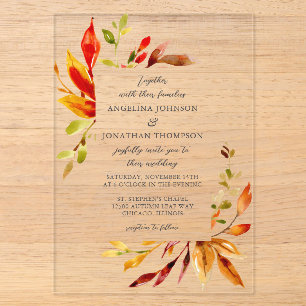 Invitations En Acrylique Aquarelle brillante Gras Mariage